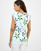 I.n.c. International Concepts Petite Cotton Printed V-Neck Top, Exclusively at Macy's