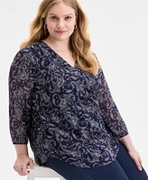 Jones New York Plus Kelly Paisley-Print Top
