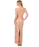 Adrianna Papell Women's Sequinned Embroidered Evening Gown