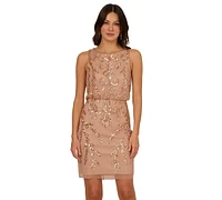 Adrianna Papell Women's Boat-Neck Embellished Sheath Dress