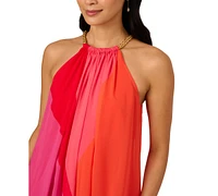Adrianna Papell Women's Colorblocked Halter Dress