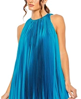 Mac Duggal Women's Pleated Halter Neck Flowy Mini Trapeze Dress