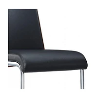 Faux Leather Dining Chairs Set of Two with Upholstered Seat for Home or Office