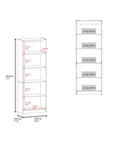 Dam Bookcase with Open Storage and 5 Shelves, Stained Walnut