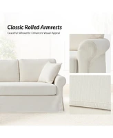Israel Traditional Slipcovered Sofa with Solid Leg