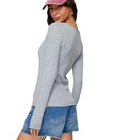 Edikted Women's Helaine Waffle Henley T Shirt