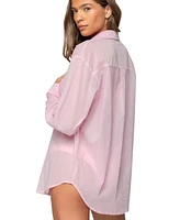 Edikted Women's Kellen Oversized Cotton Button Up Shirt