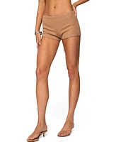 Edikted Women's Hasel Grommet Ribbed Shorts