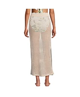 Lands' End Women's Cotton Open Knit Maxi Swim Cover-up Skirt