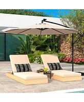 Gymax 10ft Solar Patio Umbrella Outdoor Offset Hanging w/ 40 Led Lights