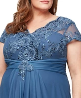 Alex Evenings Plus Sequinned Embroidered Evening Gown