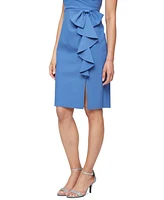 Alex Evenings Women's V-Neck Side-Bow Ruffled-Cascade Dress
