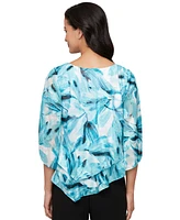 Alex Evenings Women's Printed Chiffon Burnout Blouse