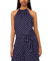 Msk Women's Sleeveless Wide-Leg Sequin Jumpsuit