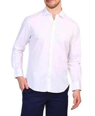 Tailorbyrd Men's Windowpane Long Sleeve Shirt
