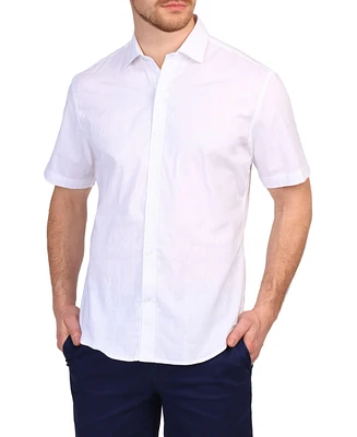 Tailorbyrd Men's Windowpane Short Sleeve Shirt