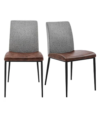 Set of 2 Stainless Steel Chairs for Dining Room or Office Seating