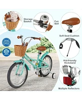 16/18 Inch Kids Bike with Training Wheels, 2 Brake System, and Adjustable Seat for Ages 4-8