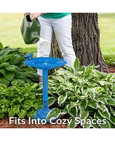 Garden Visitor Metal Bird Bath with Uv-Resistant Finish - Cast Aluminum Blue Patina 22.75" H
