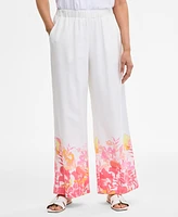 Jm Collection Women's Printed Linen-Blend Pants, Exclusively at Macy's