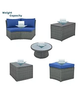 Mondawe 10-Piece Outdoor Sectional Half Round Patio Rattan Sofa Set, Pe Wicker Conversation Furniture Set