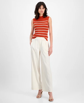 T Tahari Women's Pull-On High-Rise Wide-Leg Pants