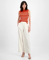 T Tahari Women's Pull-On High-Rise Wide-Leg Pants