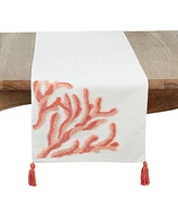 Saro Lifestyle Seaside Embroidered Coral Table Runner, 16" x 72"