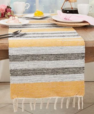 Saro Lifestyle Fringe Edge Striped Table Runner Collection