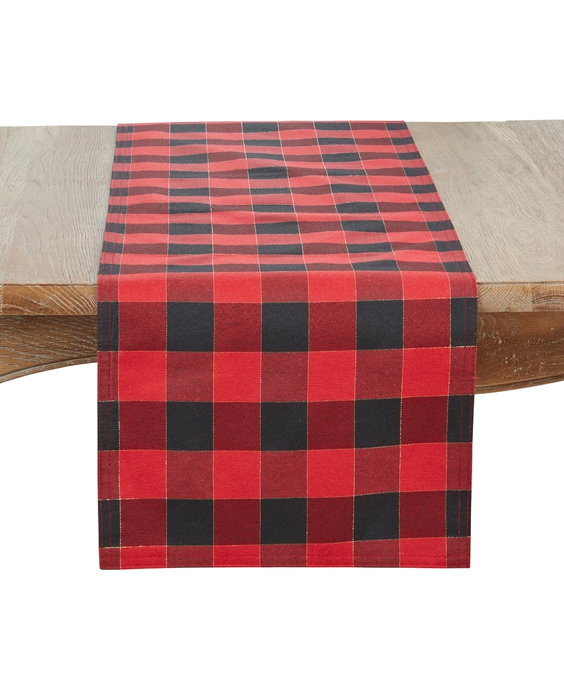 Saro Lifestyle Shimmer Stitch Plaid Table Runner, 16" x 72"