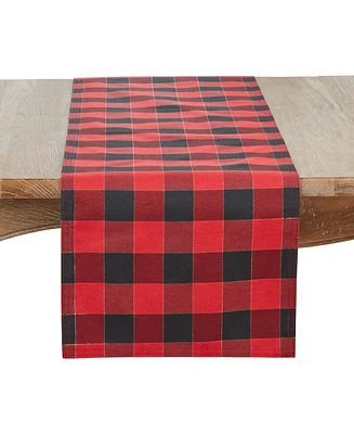 Saro Lifestyle Shimmer Stitch Plaid Table Runner, 16" x 72"