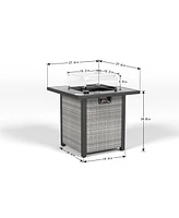 28" Propane Fire Pit Table with Glass Top and Windscreen