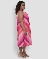 Dkny Plus Printed Cowlneck Sleeveless Midi Dress