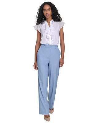 Calvin Klein Petite Faux Denim Linen-Blend Pants