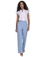 Calvin Klein Petite Faux Denim Linen-Blend Pants