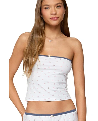 Edikted Women's Stefi Floral Contrast Tube Top