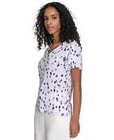 Calvin Klein Petite Printed Flutter-Sleeve Top