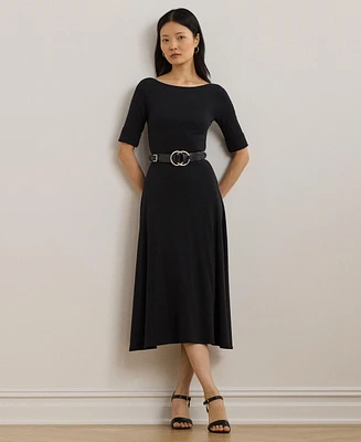 Lauren Ralph Women's Rib-Knit Stretch Cotton Midi Dress