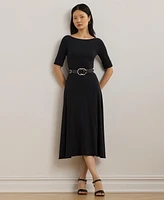 Lauren Ralph Women's Rib-Knit Stretch Cotton Midi Dress