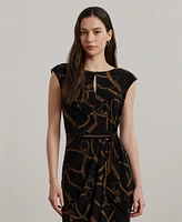 Lauren Ralph Women's Belting-Print Jersey Tie-Front Dress
