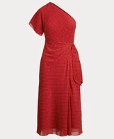 Lauren Ralph Women's Geo-Print Georgette One-Shoulder Dress