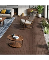 12" Deck Tiles, Diy Interlocking, Indoor/Outdoor, Easy Install, 44pcs Red Brown
