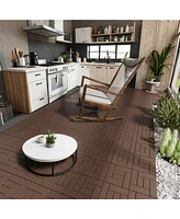 12" Deck Tiles, Diy Interlocking, Indoor/Outdoor, Easy Install, 44pcs Red Brown
