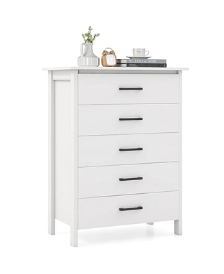 Modern 5 Drawer Chest Storage Dresser Cabinet with Metal Handles