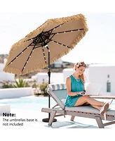 Gymax 7 Ft Hawaiian Style Umbrella Sun-proof Thatched Patio Tiki Umbrella w/8 Ribs