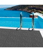 12" Patio Deck Tiles, Diy Interlocking, Easy Install, 44pcs, Dark Gray