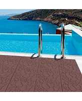 12" Patio Deck Tiles, Diy interlocking, 44pcs Red Brown