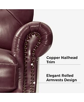 Traditional Vivian Genuine Leather Armchair with Button-tufted