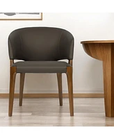 Upholstered Faux Leather Wing Back Dining Arm Chair