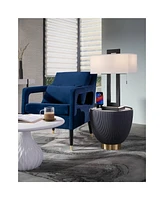 360 Lighting Neil Modern Rustic Table Lamp 26" High with Usb Charging Port Black Open Metal White Fabric Rectangular Shade for Bedroom Living Room Hou